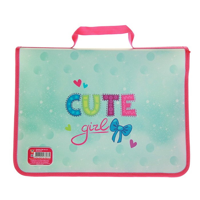 Папка с ручками пластиковая на липучке А4, 335x235х55 мм , Blondy girl