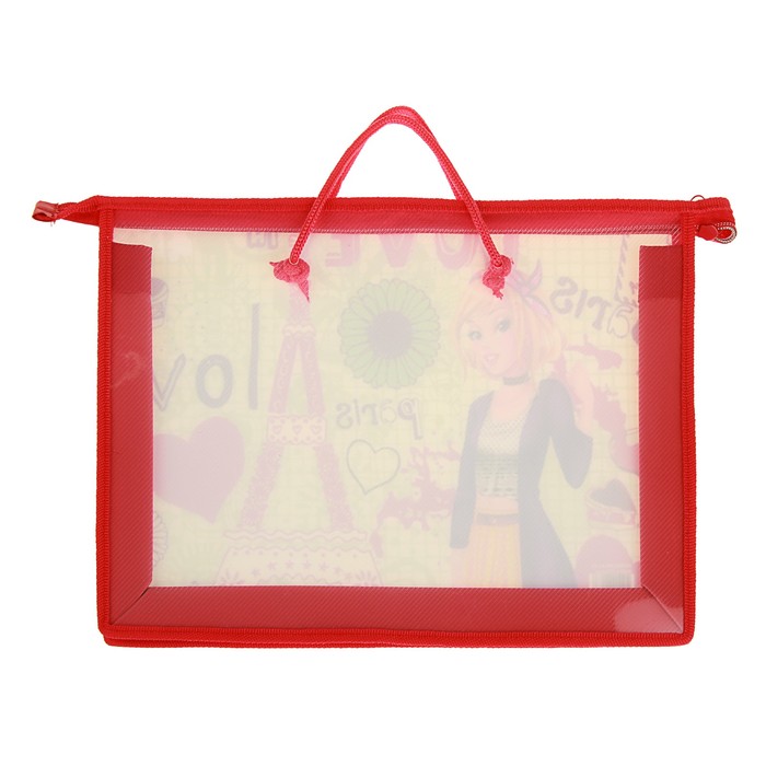 Папка с ручками пластиковая А4, 335x235х55мм «Любовь к парижу», ручки-шнурок