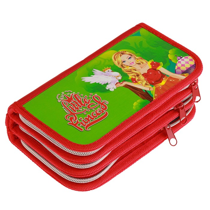 Пенал 3 секции 105х190 мм, ламинированный картон "Принцесса с птичкой"