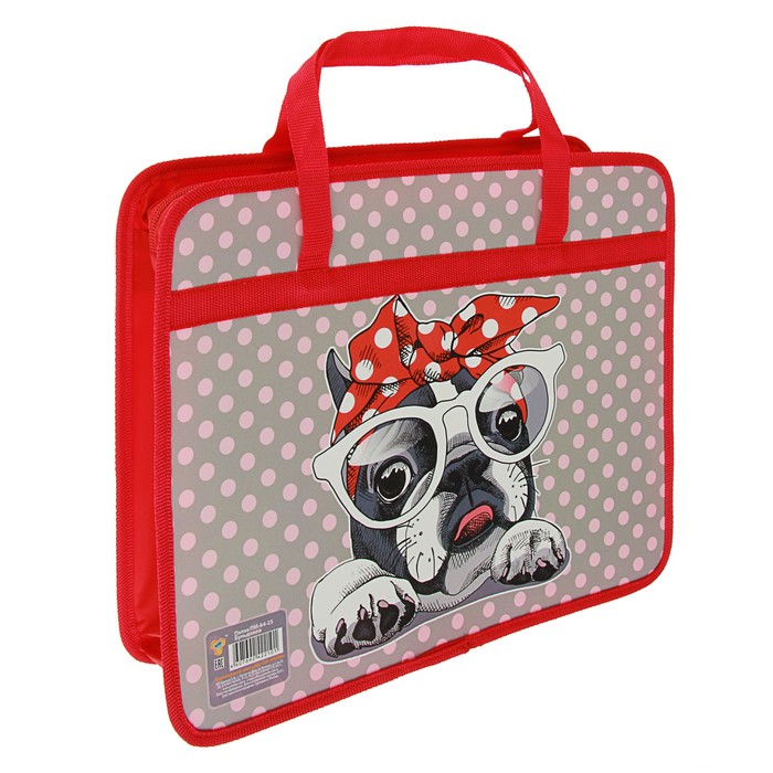 Папка с ручками пластиковая А4, 330x260х75 мм «Бульдожка»