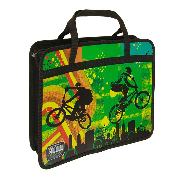 Папка с ручками пластиковая А4, 330x260х75 мм «Велоспорт»