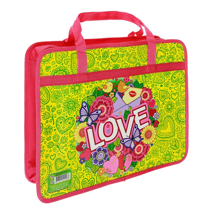 Папка с ручками пластиковая А4, 330x260х75 мм «Цветочки»