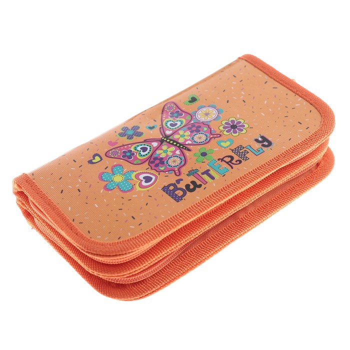 Пенал 2 секции 105х190 мм, ламинированный картон "Яркая бабочка"