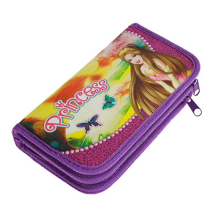 Пенал 2 секции 105х190 мм, ткань "Принцесса из сказки"