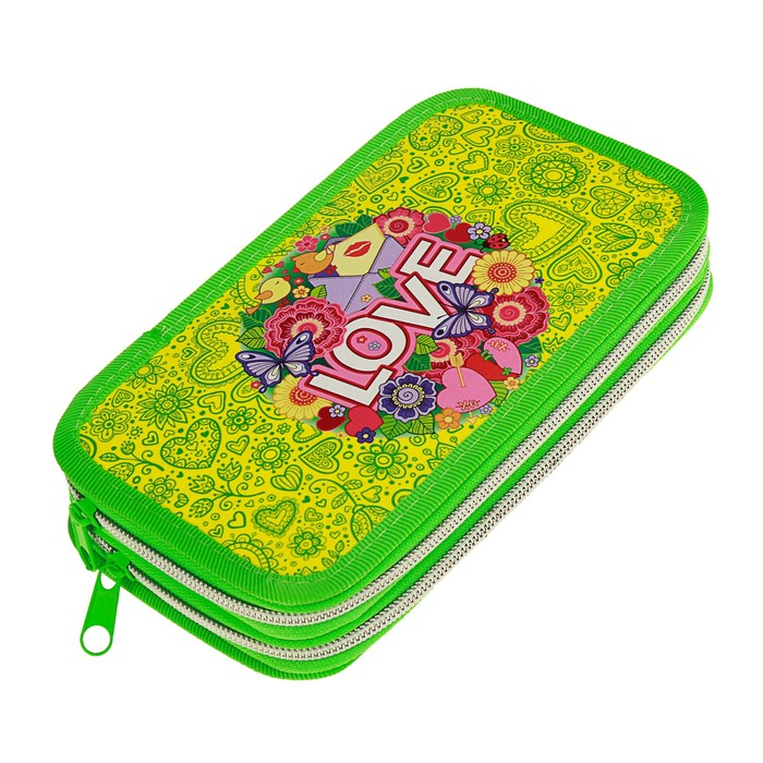 Пенал 2 секции 105х190 мм, ткань "Цветочки"