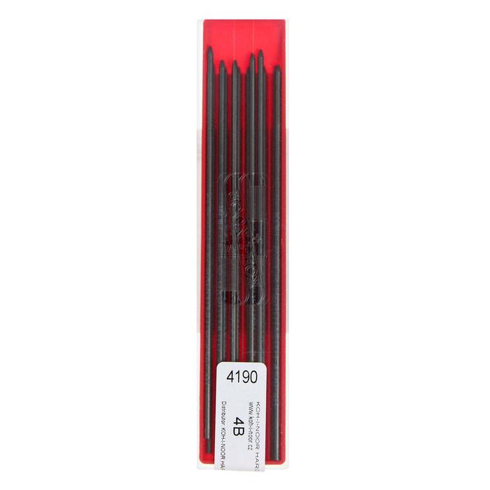 Грифели для цанговых карандашей 2.0 мм, Koh-I-Noor, 4190 4В, 12 штук, в футляре