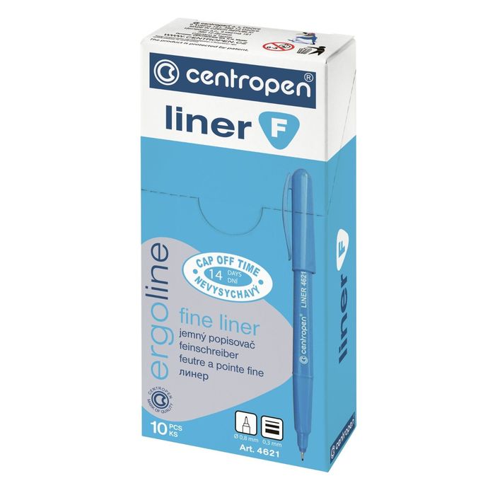 Линер Centropen 4621, 0,3 мм, зелёный, невысыхаемый, длина письма 1500 м