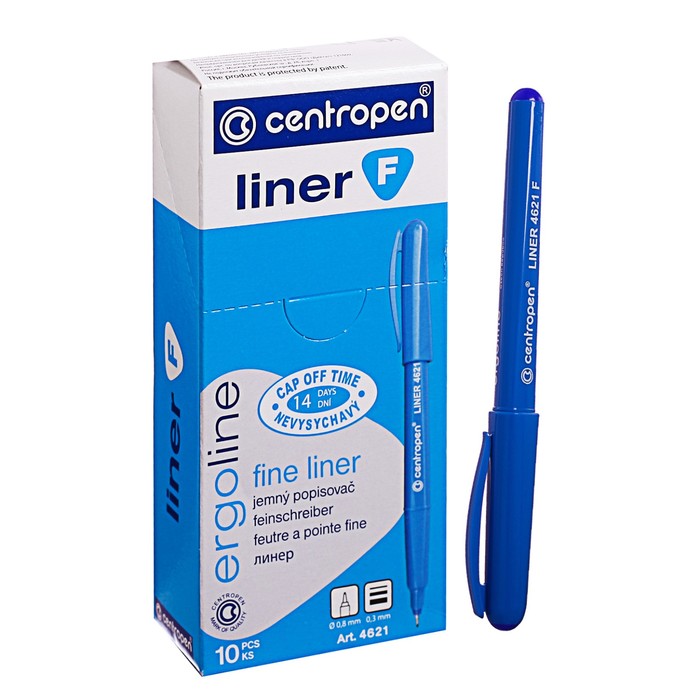 Линер Centropen 4621, 0,3 мм синий, невысыхаемый, длина письма 1500 м