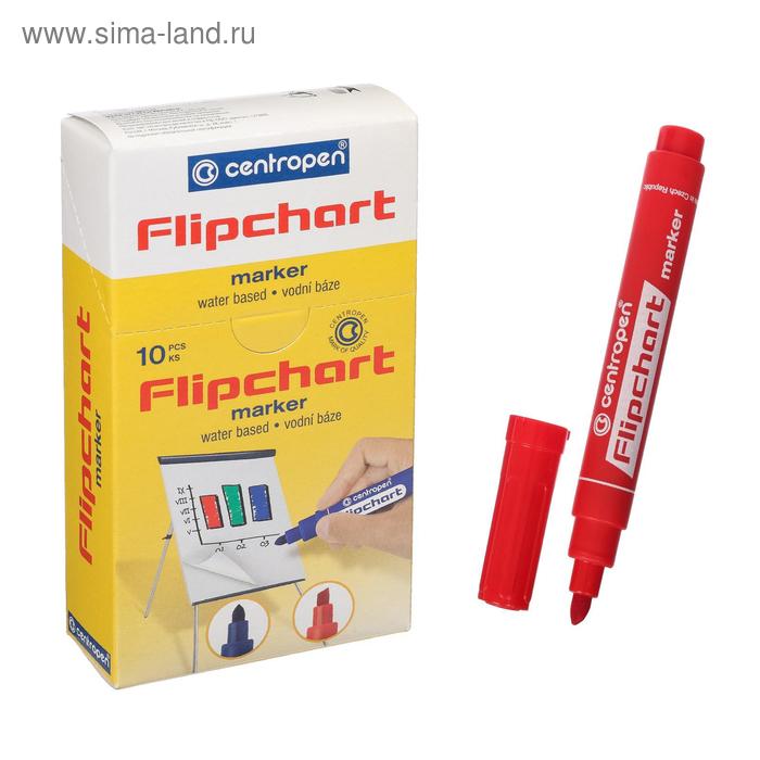 

Маркер для флипчарта, Centropen 8560 FLIPCHART, скошенный, 1-4.6 мм, красный
