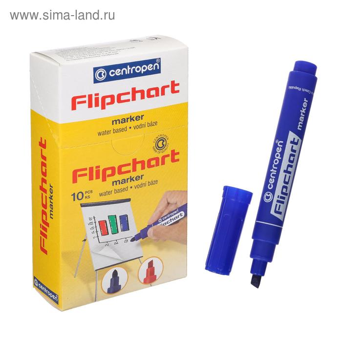 

Маркер для флипчарта, Centropen 8560 FLIPCHART, скошенный, 1-4.6 мм, синий