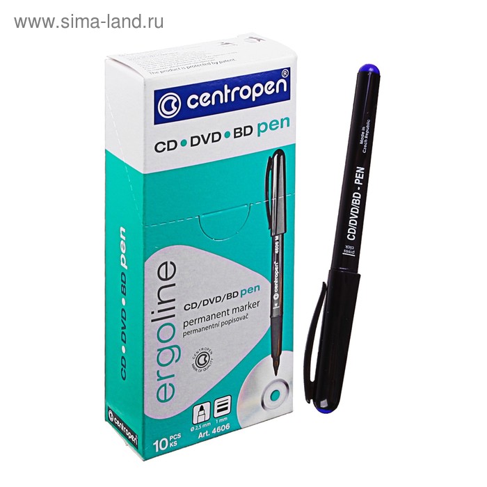 

Mаркер для CD/DVD 2.5 мм Centropen 4606, линия 1 мм, цвет синий