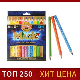 Карандаши 13 цветов 5.6 мм Koh-I-Noor Magic 3408, с многоцветным грифелем, корпус микс, L=175 мм