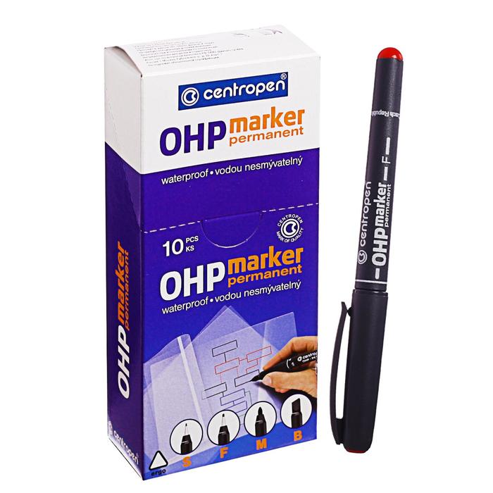 Маркер Centropen 2636 для OHP, перманентный, 0.6 мм, красный маркер для ohp перманентный 0 6 мм centropen 2636 цвет синий