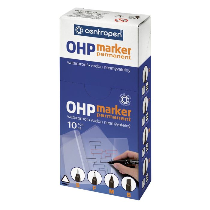 Маркер перманентный скошенный 1.0-3.0 мм Centropen 2638 OHP синий