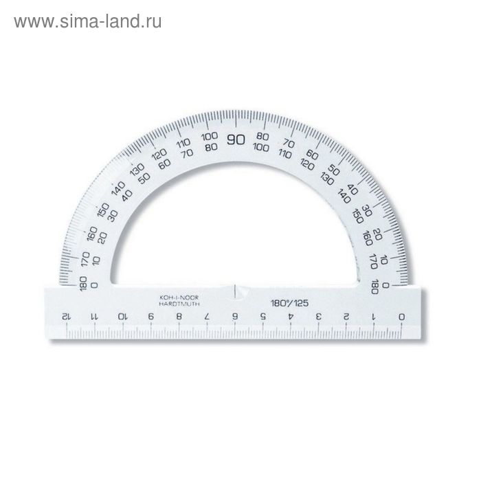 Транспортир 180°/12.5 см, Koh-I-Noor прозрачный