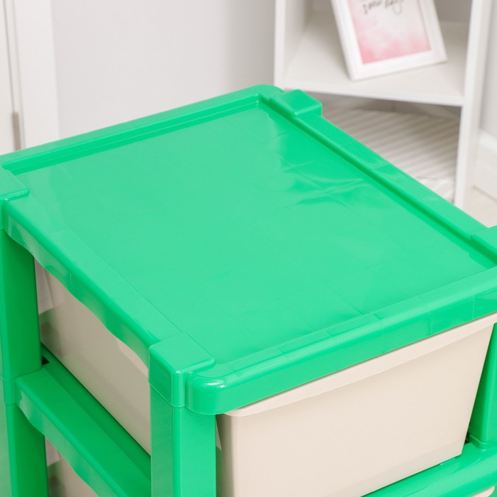 Комод 3 секции, цвет зелёный/бежевый