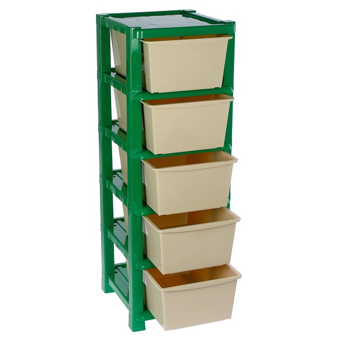 Комод 5 секций, цвет зелёный/бежевый