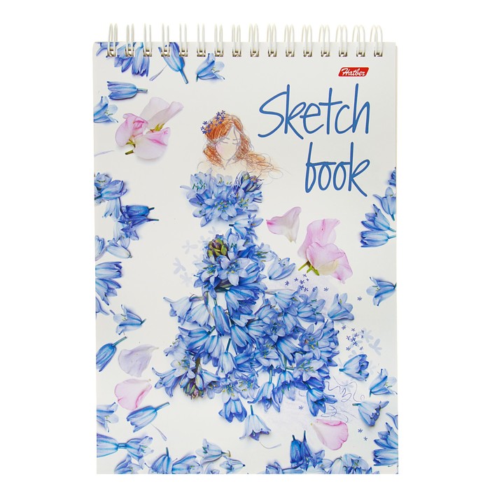 Блокнот-скетчбук А5, 80 листов на гребне "Танец лепестков", твёрдая обложка, блок 100 г/м2