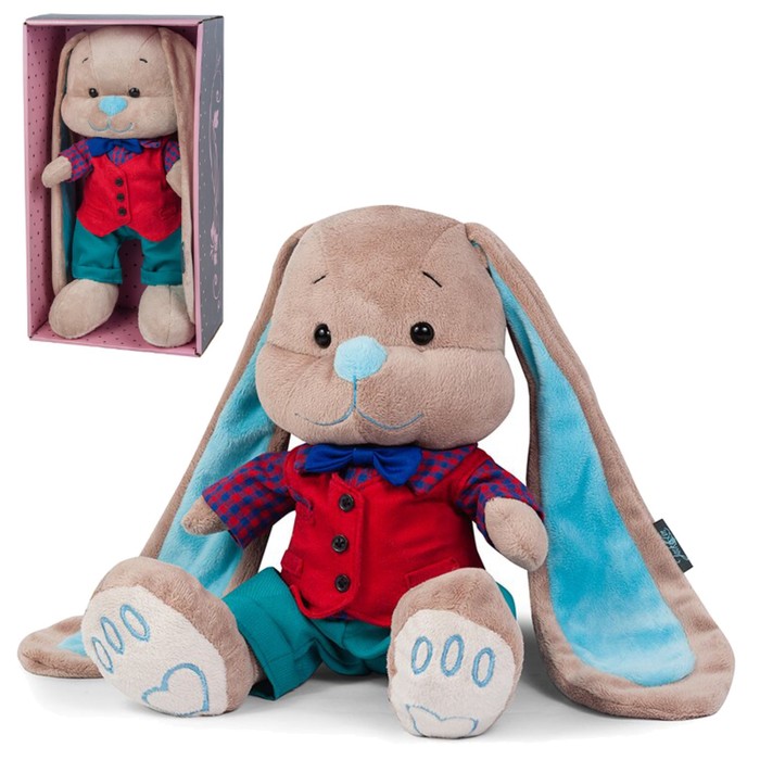 Мягкая игрушка "Зайчик Жак" в красной жилетке, 25 см