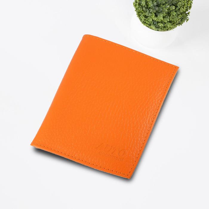 Обложка для автодокументов, отдел для паспорта, цвет оранжевый