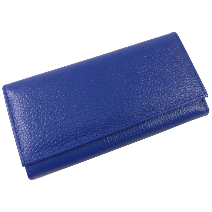 Кошелёк женский на кнопке, 3 отдела для купюр, для монет, для кредитных карт, цвет синий