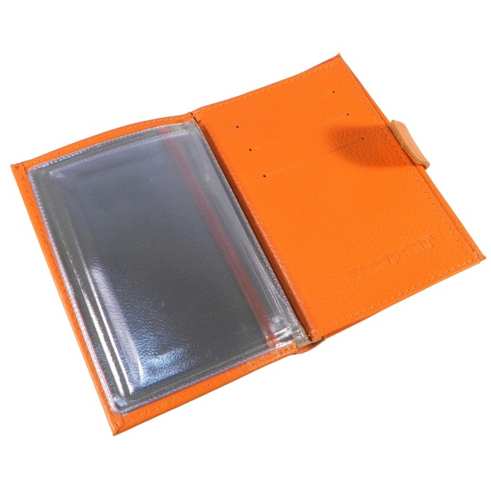 Обложка для автодокументов, отдел для паспорта, цвет оранжевый