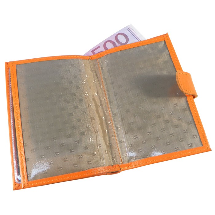 Обложка для автодокументов, отдел для паспорта, цвет оранжевый