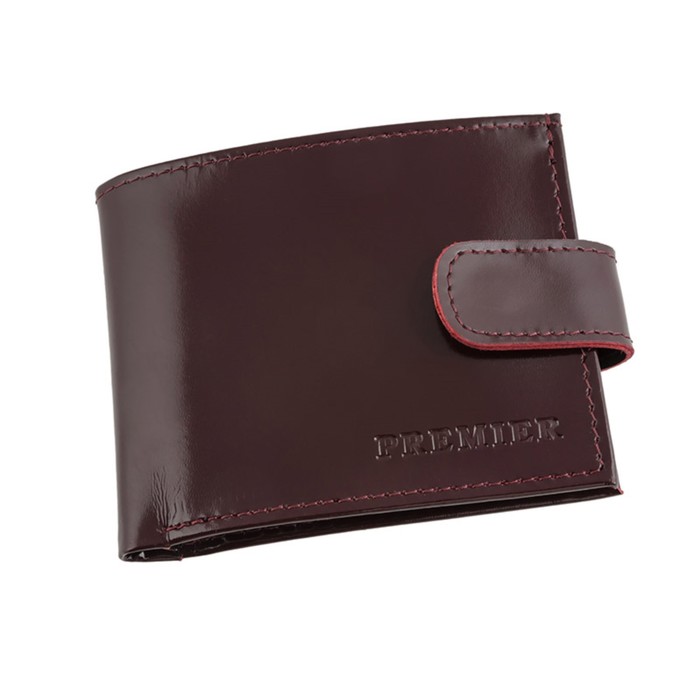 Кошелёк мужской на кнопке, отдел для карт и монет, цвет бордовый