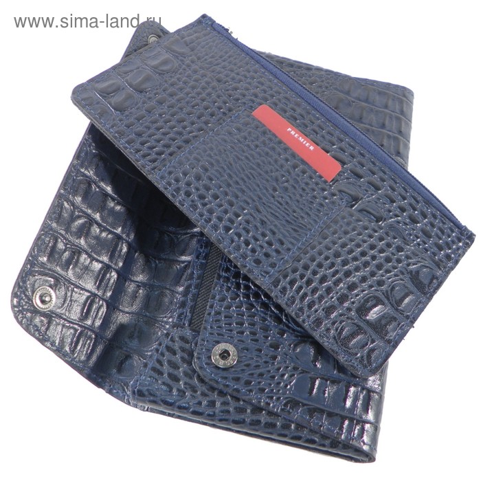 Клатч мужской, 2 отдела на клапане, наружный карман, с ручкой, цвет синий