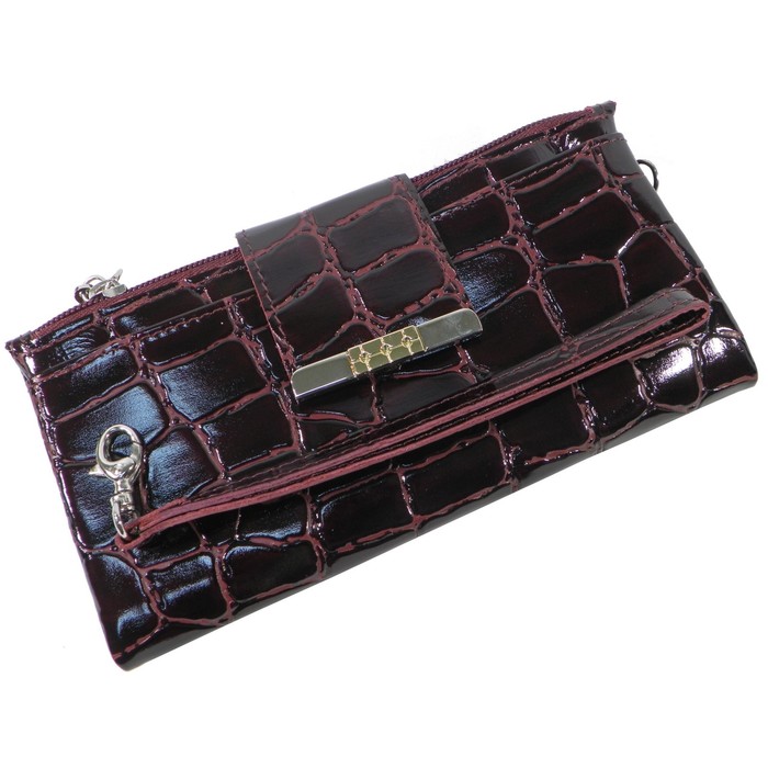 Портмоне женское, 2 отдела для купюр, для монет, для кредитных карт, цвет бордовый