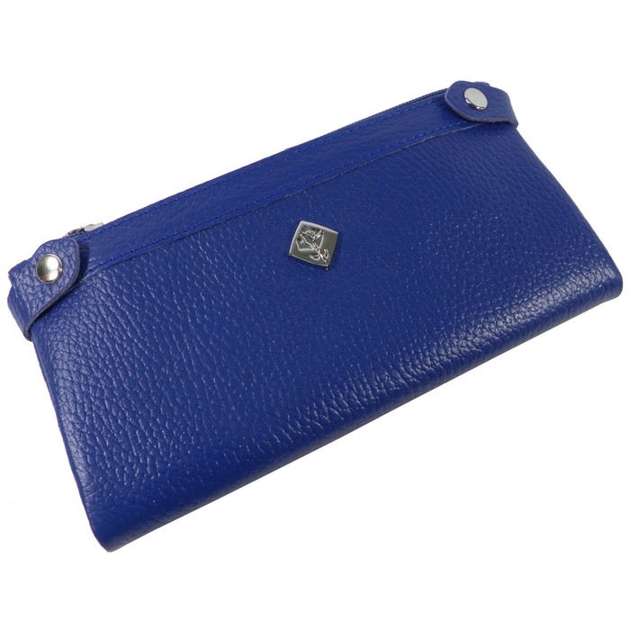 Портмоне женское, 2 отдела для купюр, для монет, для кредитных карт, цвет синий