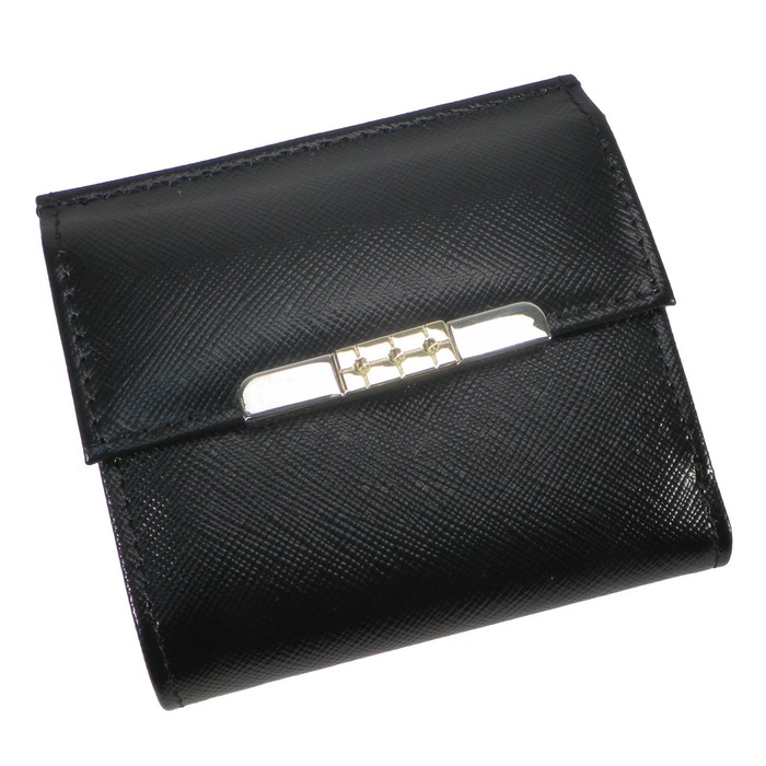 Кошелёк женский на кнопке раскладной, 1 отдел для купюр, для монет, для кредитны карт, цвет чёрный
