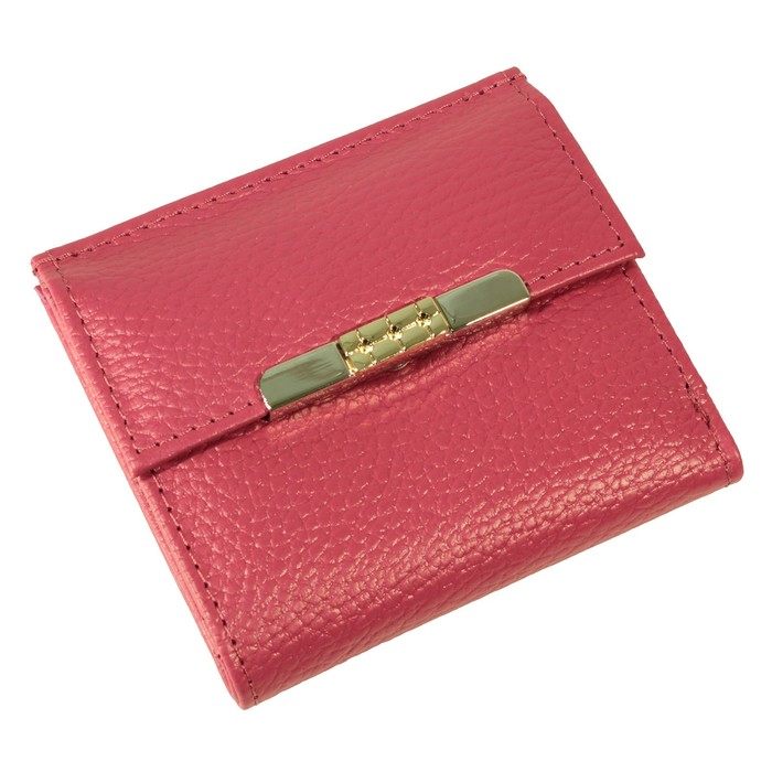 Кошелёк женский на кнопке раскладной, 1 отдел для купюр, для монет, для кредитны карт, цвет розовый