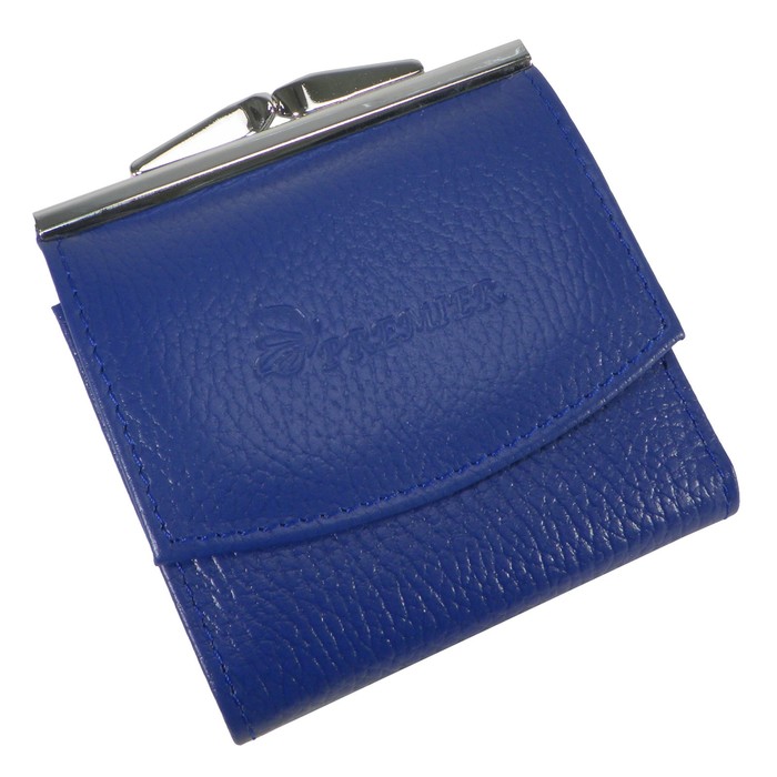 Кошелёк женский на застёжке раскладной, 1 отдел для купюр, для монет, для кредитных карт, цвет синий