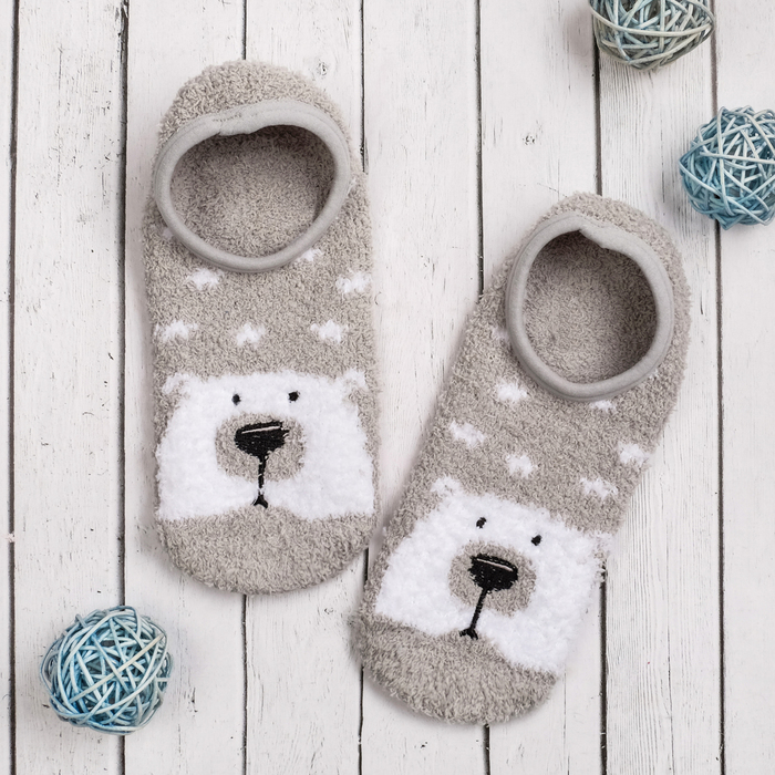 Носки женские укороченные со стоперами Collorista "Мишка", 23-25 см, 100% п/э