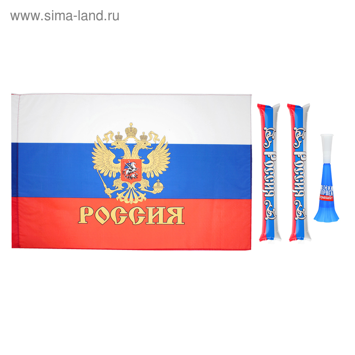 Набор болельщика «Россия- чемпионка!», палки-стучалки, дудка, флаг 60х90 см