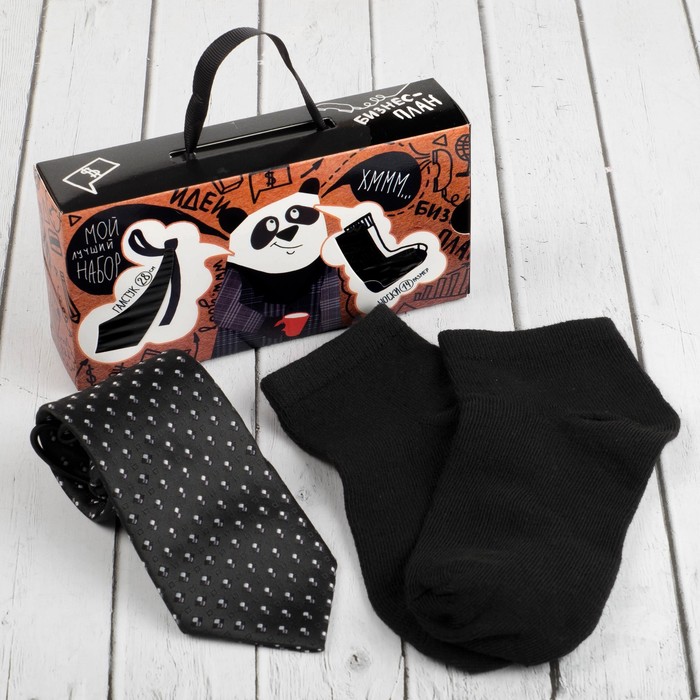 Набор детский "Джентльмен" 3-6 лет, галстук 28 см, носки 14 р-р, п/э, чёрный