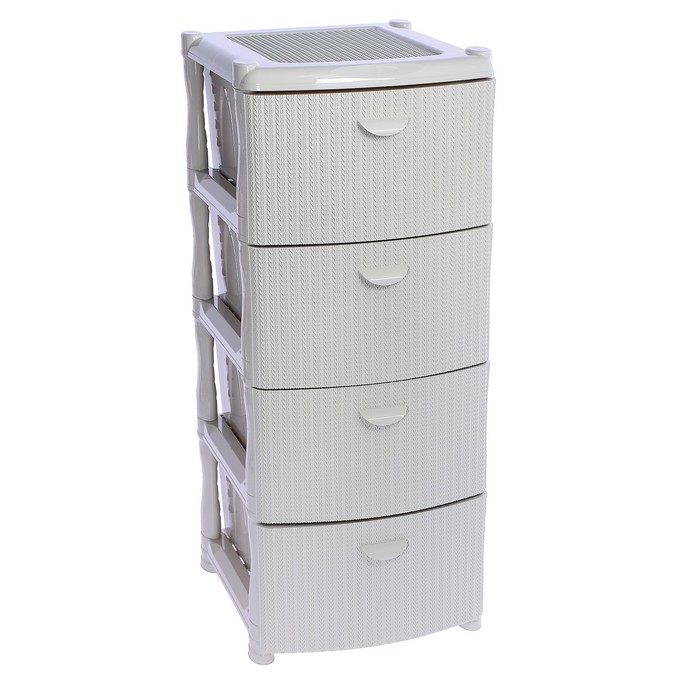 Комод 4 секции "Вязание", цвет белый ротанг