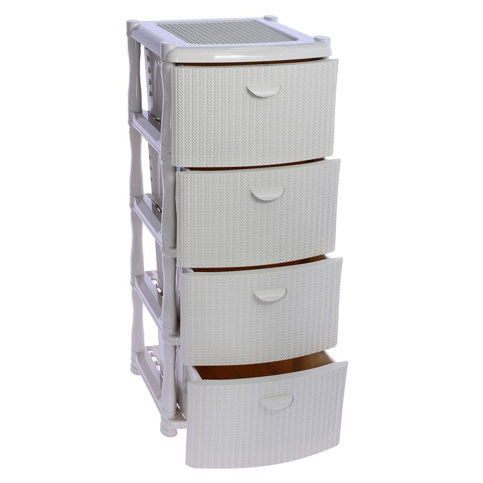 Комод 4 секции "Вязание", цвет белый ротанг