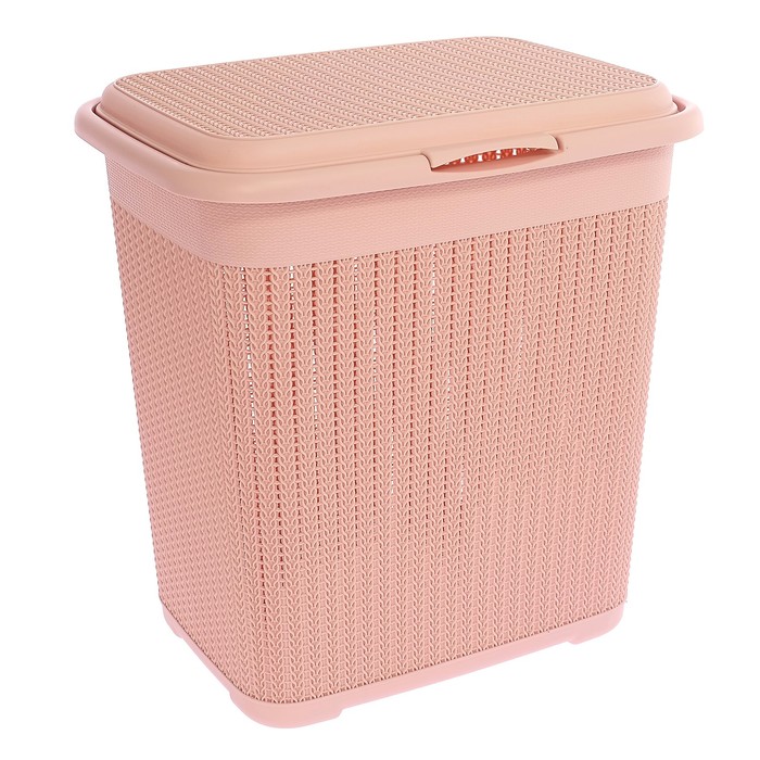 Корзина для белья "Вязание" 40 л, цвет чайная роза
