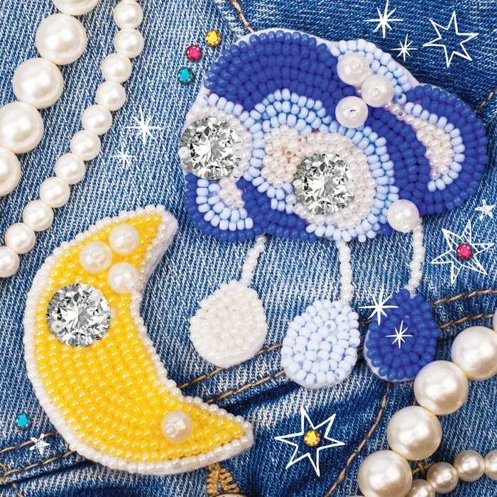 Набор для создания броши из фетра &quot;Облако и месяц&quot;