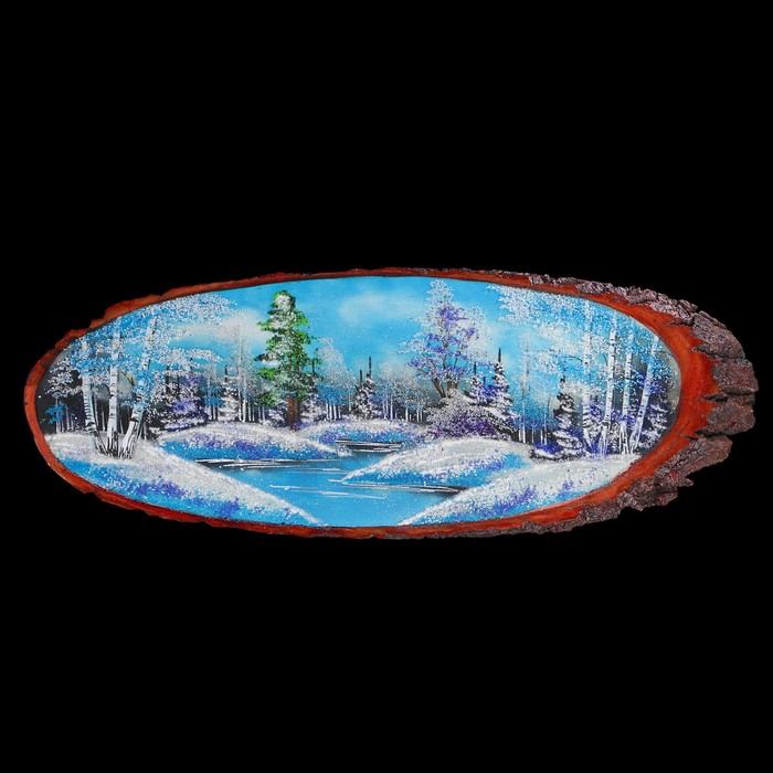 Панно на спиле "Зима", 90 см, каменная крошка, горизонтальное