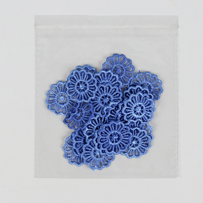 Вязаный элемент "Цветок", d= 2,5см, 25 шт, цвет синий