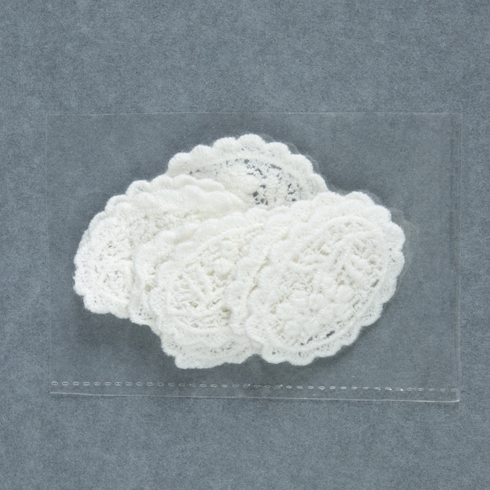 Вязаный элемент "Орнамент цветы", 5,5х3,5см, 10 шт, цвет белый