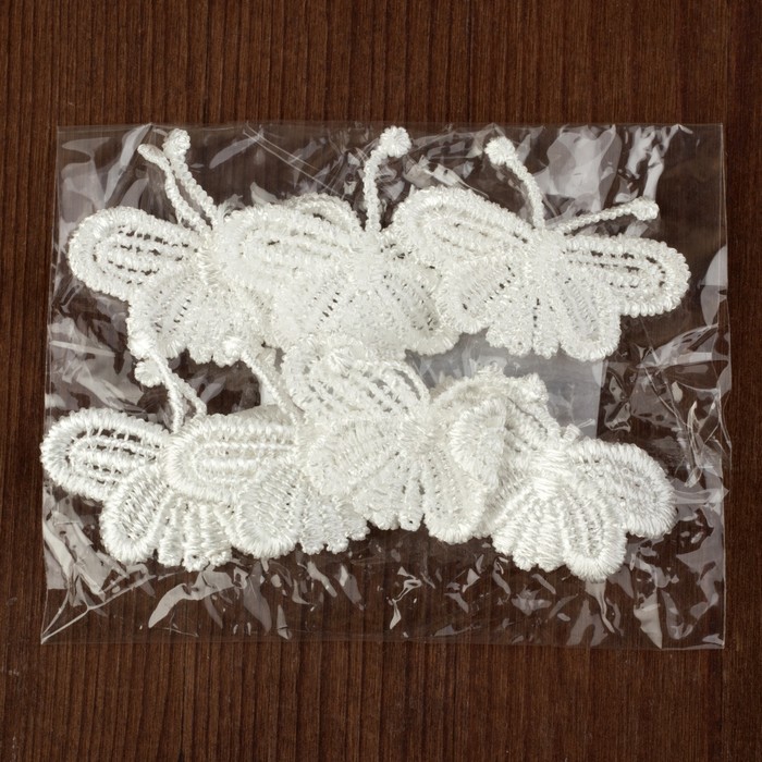 Вязаный элемент "Бабочка", 5х4см, 10 шт, цвет белый