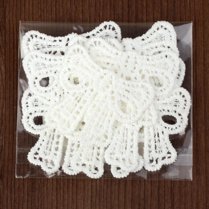 Вязаный элемент "Бантик", 4,7х4,3см, 10 шт, цвет белый