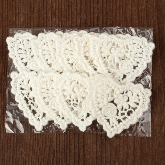 Вязаный элемент "Сердце", 4,5х4,5см, 10 шт, цвет белый