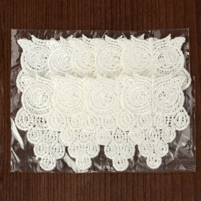 Вязаный элемент "Сова", 6,5х4,5см, 10 шт, цвет белый