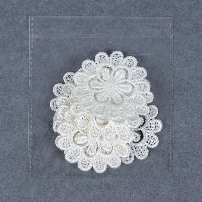 Вязаный элемент "Цветок", d= 5,5см, 10 шт, цвет белый