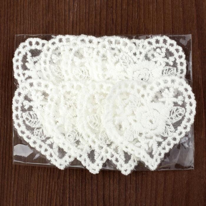 Вязаный элемент "Сердце", 6х5,5см, 10шт, цвет белый